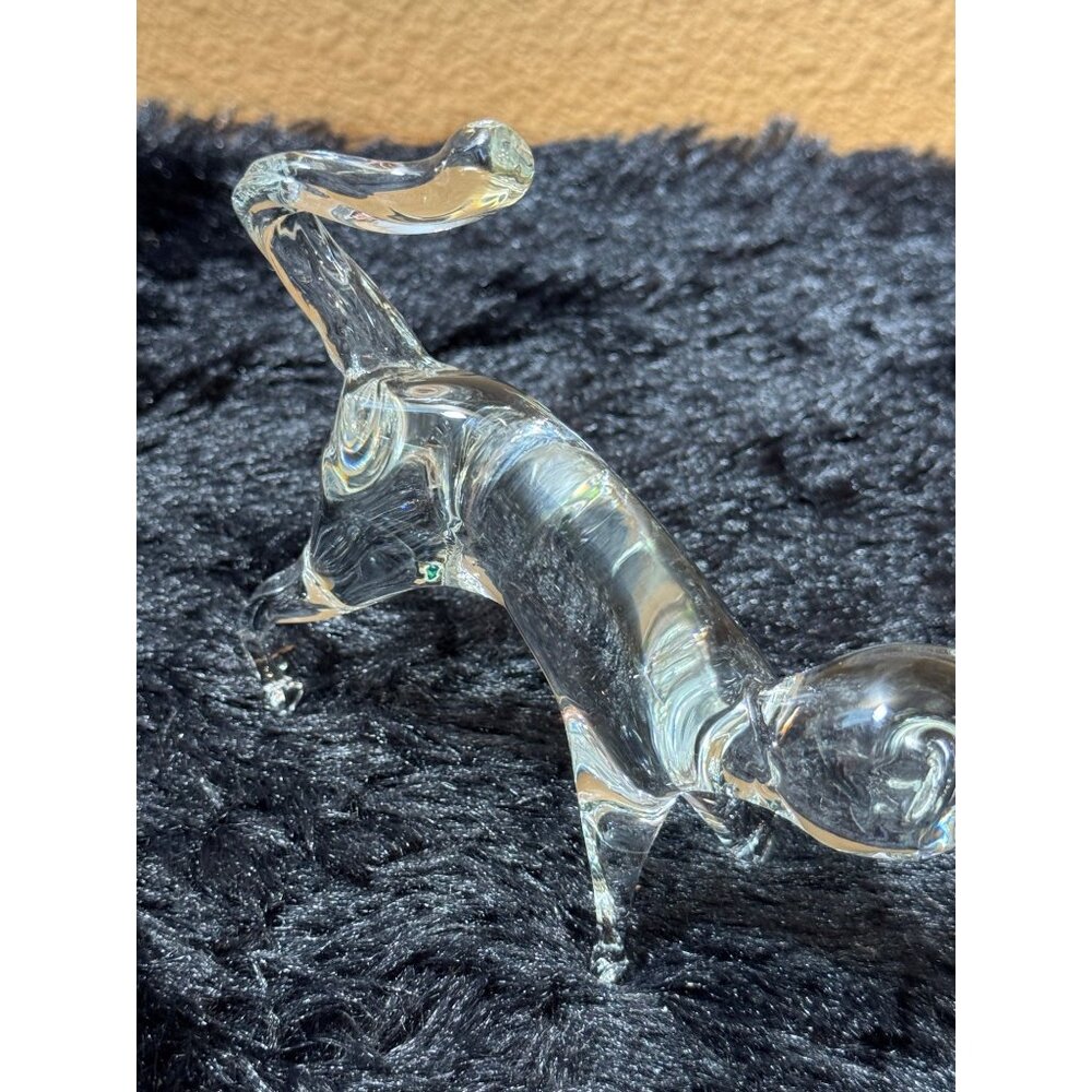 Handblown Clear Glass Cat Figurine
